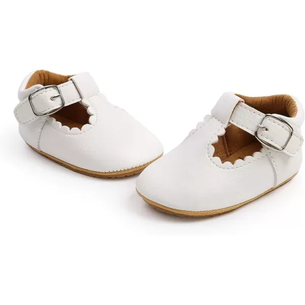 SOFMUO Baby Boys Girls Lace Up Leather Sneakers Soft Rubber Sole Infant Moccasins Newborn Oxford Loafers AntiSlip Toddler Wedding Uniform Dress ShoesA01White