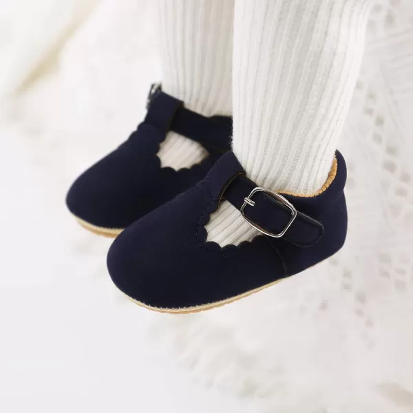 SOFMUO Baby Boys Girls Lace Up Leather Sneakers Soft Rubber Sole Infant Moccasins Newborn Oxford Loafers AntiSlip Toddler Wedding Uniform Dress ShoesA01Suede Navy