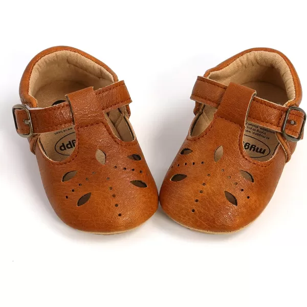SOFMUO Baby Boys Girls Lace Up Leather Sneakers Soft Rubber Sole Infant Moccasins Newborn Oxford Loafers AntiSlip Toddler Wedding Uniform Dress ShoesA05Brown
