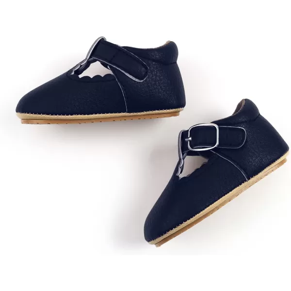 SOFMUO Baby Boys Girls Lace Up Leather Sneakers Soft Rubber Sole Infant Moccasins Newborn Oxford Loafers AntiSlip Toddler Wedding Uniform Dress ShoesA01Navy