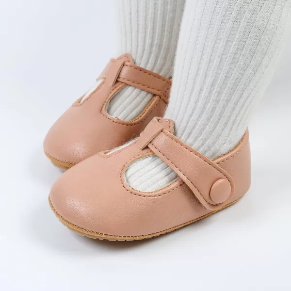 SOFMUO Baby Boys Girls Lace Up Leather Sneakers Soft Rubber Sole Infant Moccasins Newborn Oxford Loafers AntiSlip Toddler Wedding Uniform Dress ShoesA02Pink