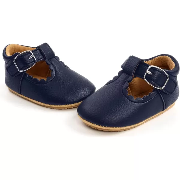 SOFMUO Baby Boys Girls Lace Up Leather Sneakers Soft Rubber Sole Infant Moccasins Newborn Oxford Loafers AntiSlip Toddler Wedding Uniform Dress ShoesA01Navy