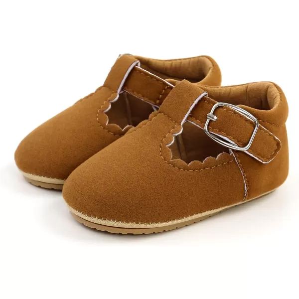 SOFMUO Baby Boys Girls Lace Up Leather Sneakers Soft Rubber Sole Infant Moccasins Newborn Oxford Loafers AntiSlip Toddler Wedding Uniform Dress ShoesA01Suede Brown