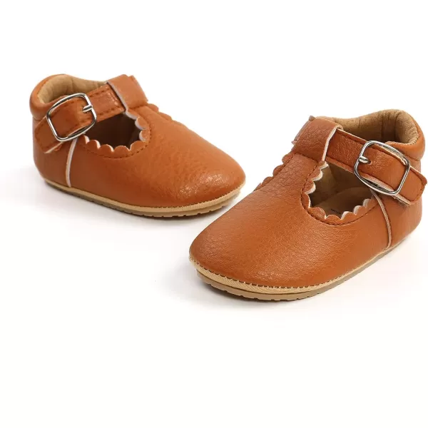 SOFMUO Baby Boys Girls Lace Up Leather Sneakers Soft Rubber Sole Infant Moccasins Newborn Oxford Loafers AntiSlip Toddler Wedding Uniform Dress ShoesA01Brown