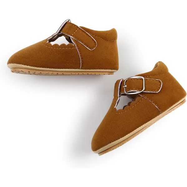 SOFMUO Baby Boys Girls Lace Up Leather Sneakers Soft Rubber Sole Infant Moccasins Newborn Oxford Loafers AntiSlip Toddler Wedding Uniform Dress ShoesA01Suede Brown
