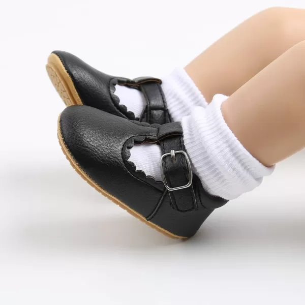 SOFMUO Baby Boys Girls Lace Up Leather Sneakers Soft Rubber Sole Infant Moccasins Newborn Oxford Loafers AntiSlip Toddler Wedding Uniform Dress ShoesA01Black