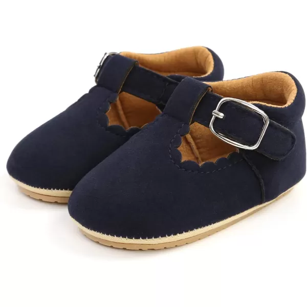 SOFMUO Baby Boys Girls Lace Up Leather Sneakers Soft Rubber Sole Infant Moccasins Newborn Oxford Loafers AntiSlip Toddler Wedding Uniform Dress ShoesA01Suede Navy