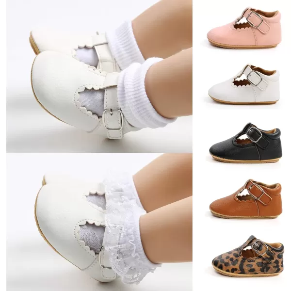 SOFMUO Baby Boys Girls Lace Up Leather Sneakers Soft Rubber Sole Infant Moccasins Newborn Oxford Loafers AntiSlip Toddler Wedding Uniform Dress ShoesA01White