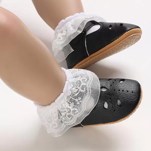 SOFMUO Baby Boys Girls Lace Up Leather Sneakers Soft Rubber Sole Infant Moccasins Newborn Oxford Loafers AntiSlip Toddler Wedding Uniform Dress ShoesA05Black