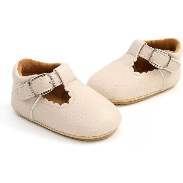 SOFMUO Baby Boys Girls Lace Up Leather Sneakers Soft Rubber Sole Infant Moccasins Newborn Oxford Loafers AntiSlip Toddler Wedding Uniform Dress ShoesA01Beige