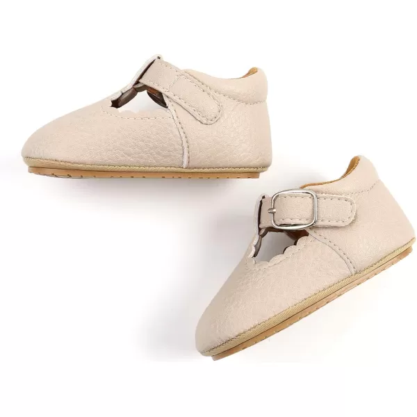 SOFMUO Baby Boys Girls Lace Up Leather Sneakers Soft Rubber Sole Infant Moccasins Newborn Oxford Loafers AntiSlip Toddler Wedding Uniform Dress ShoesA01Beige