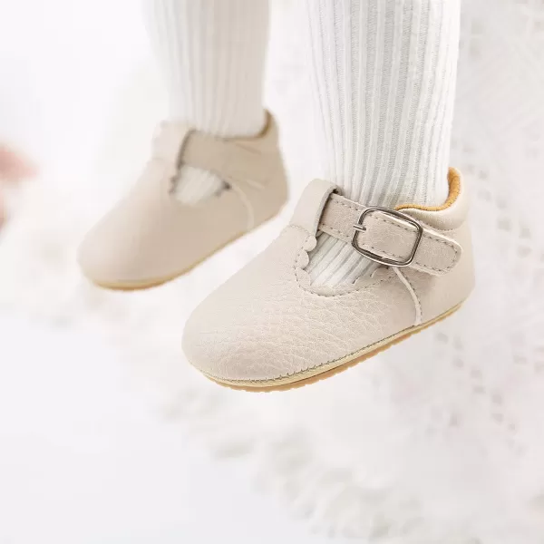 SOFMUO Baby Boys Girls Lace Up Leather Sneakers Soft Rubber Sole Infant Moccasins Newborn Oxford Loafers AntiSlip Toddler Wedding Uniform Dress ShoesA01Beige
