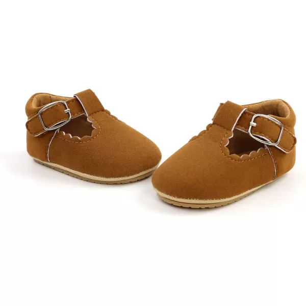 SOFMUO Baby Boys Girls Lace Up Leather Sneakers Soft Rubber Sole Infant Moccasins Newborn Oxford Loafers AntiSlip Toddler Wedding Uniform Dress ShoesA01Suede Brown