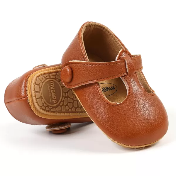 SOFMUO Baby Boys Girls Lace Up Leather Sneakers Soft Rubber Sole Infant Moccasins Newborn Oxford Loafers AntiSlip Toddler Wedding Uniform Dress ShoesA02Brown