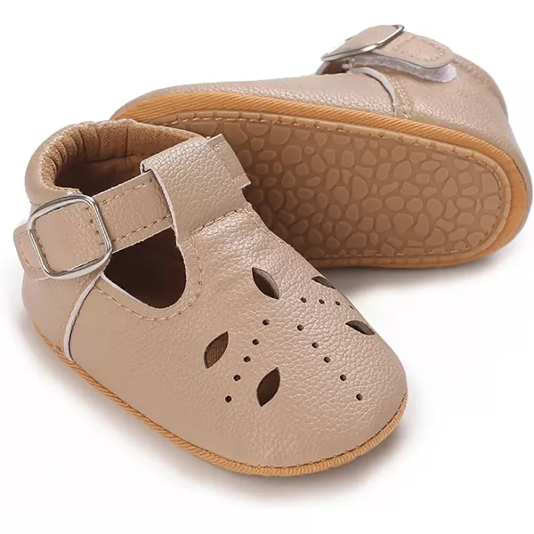 SOFMUO Baby Boys Girls Lace Up Leather Sneakers Soft Rubber Sole Infant Moccasins Newborn Oxford Loafers AntiSlip Toddler Wedding Uniform Dress ShoesA05Apricot