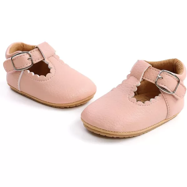 SOFMUO Baby Boys Girls Lace Up Leather Sneakers Soft Rubber Sole Infant Moccasins Newborn Oxford Loafers AntiSlip Toddler Wedding Uniform Dress ShoesA01Pink