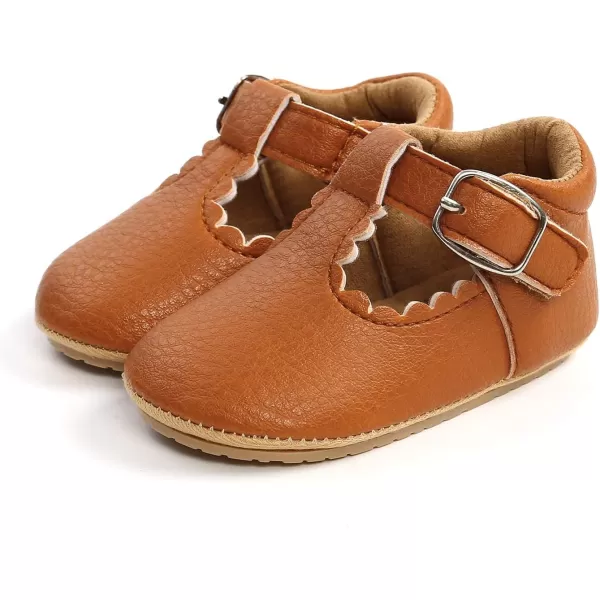 SOFMUO Baby Boys Girls Lace Up Leather Sneakers Soft Rubber Sole Infant Moccasins Newborn Oxford Loafers AntiSlip Toddler Wedding Uniform Dress ShoesA01Brown