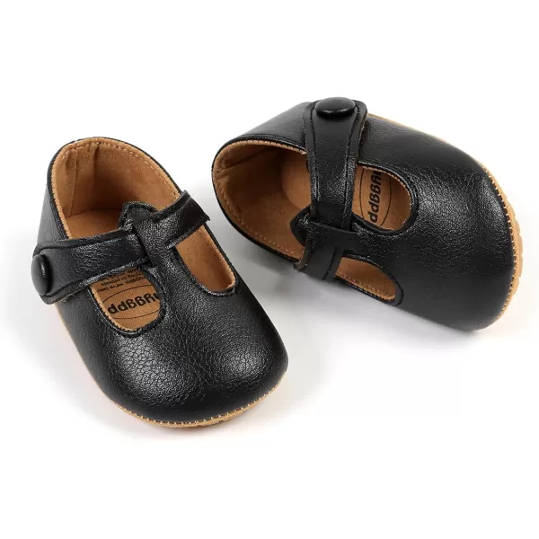 SOFMUO Baby Boys Girls Lace Up Leather Sneakers Soft Rubber Sole Infant Moccasins Newborn Oxford Loafers AntiSlip Toddler Wedding Uniform Dress ShoesA02Black
