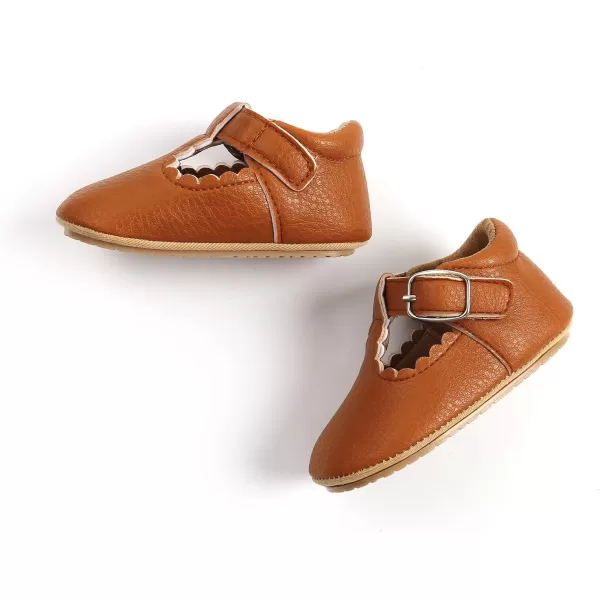 SOFMUO Baby Boys Girls Lace Up Leather Sneakers Soft Rubber Sole Infant Moccasins Newborn Oxford Loafers AntiSlip Toddler Wedding Uniform Dress ShoesA01Brown