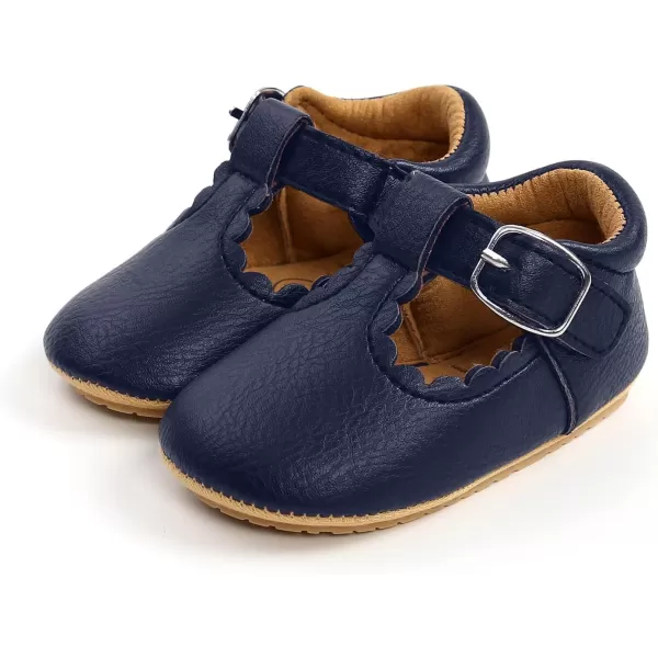 SOFMUO Baby Boys Girls Lace Up Leather Sneakers Soft Rubber Sole Infant Moccasins Newborn Oxford Loafers AntiSlip Toddler Wedding Uniform Dress ShoesA01Navy