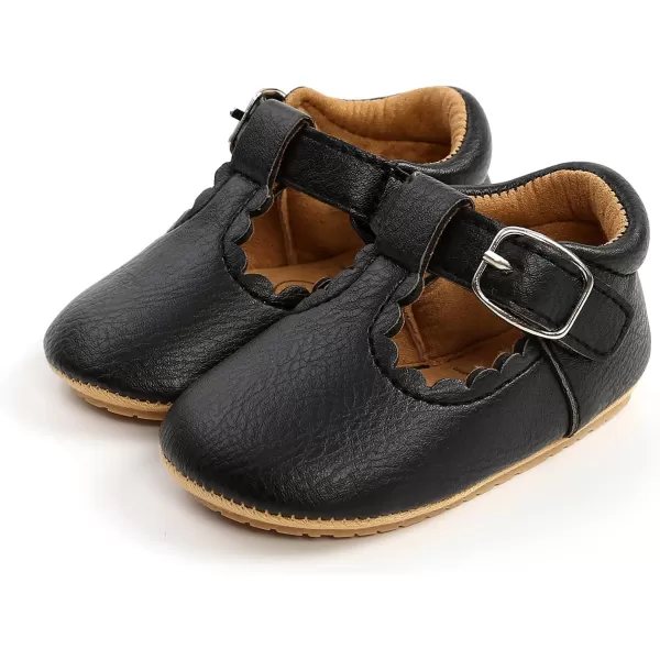 SOFMUO Baby Boys Girls Lace Up Leather Sneakers Soft Rubber Sole Infant Moccasins Newborn Oxford Loafers AntiSlip Toddler Wedding Uniform Dress ShoesA01Black