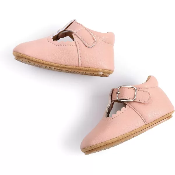 SOFMUO Baby Boys Girls Lace Up Leather Sneakers Soft Rubber Sole Infant Moccasins Newborn Oxford Loafers AntiSlip Toddler Wedding Uniform Dress ShoesA01Pink