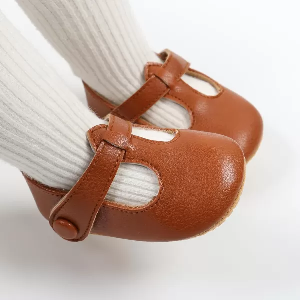 SOFMUO Baby Boys Girls Lace Up Leather Sneakers Soft Rubber Sole Infant Moccasins Newborn Oxford Loafers AntiSlip Toddler Wedding Uniform Dress ShoesA02Brown