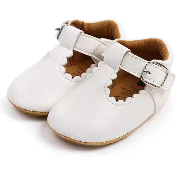 SOFMUO Baby Boys Girls Lace Up Leather Sneakers Soft Rubber Sole Infant Moccasins Newborn Oxford Loafers AntiSlip Toddler Wedding Uniform Dress ShoesA01White