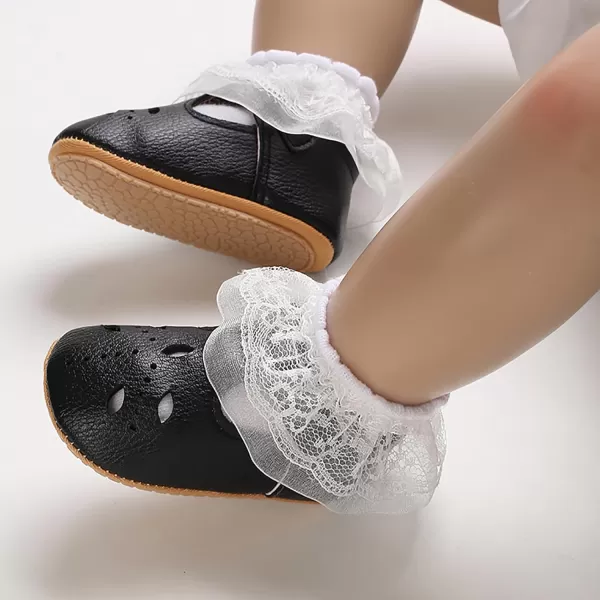 SOFMUO Baby Boys Girls Lace Up Leather Sneakers Soft Rubber Sole Infant Moccasins Newborn Oxford Loafers AntiSlip Toddler Wedding Uniform Dress ShoesA05Black