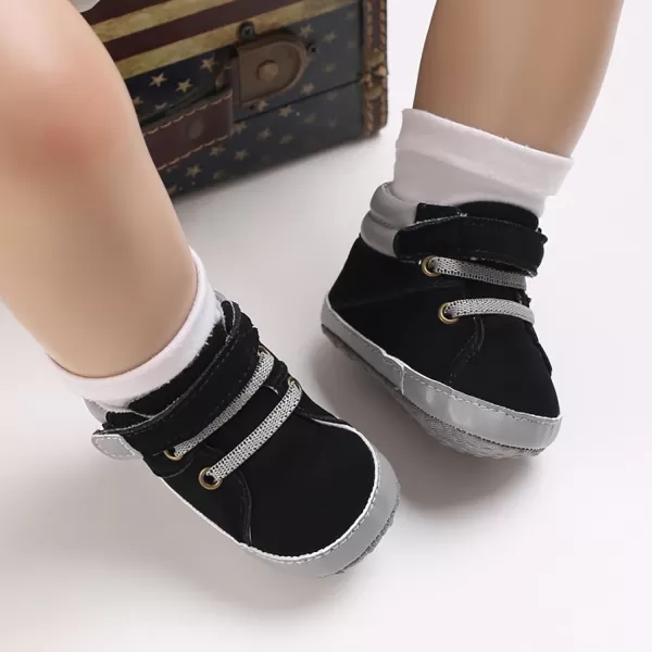 SOFMUO Baby Boys Girls Sneakers High Top Ankle PU Leather NonSlip Moccasins Soft Rubber Sole Infant Booties Toddler Uniform Dress ShoesA3Pu Black