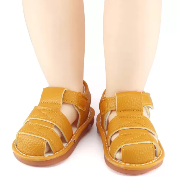 SOFMUO Baby Boys Girls Squeaky Sandals NonSlip Soft Rubber Sole Closed Toe Infant Summer Outdoor Shoes Toddler First WalkersABrown