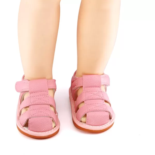 SOFMUO Baby Boys Girls Squeaky Sandals NonSlip Soft Rubber Sole Closed Toe Infant Summer Outdoor Shoes Toddler First WalkersAPink
