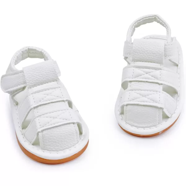 SOFMUO Baby Boys Girls Squeaky Sandals NonSlip Soft Rubber Sole Closed Toe Infant Summer Outdoor Shoes Toddler First WalkersAWhite