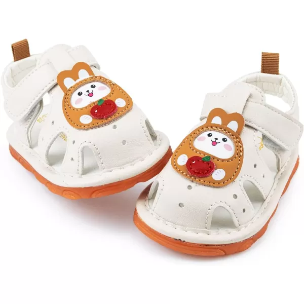 SOFMUO Baby Boys Girls Squeaky Sandals NonSlip Soft Rubber Sole Closed Toe Infant Summer Outdoor Shoes Toddler First WalkersB02Beige