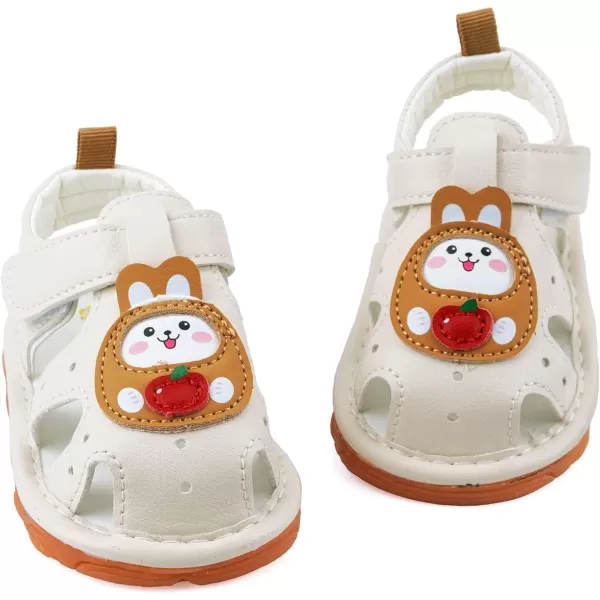 SOFMUO Baby Boys Girls Squeaky Sandals NonSlip Soft Rubber Sole Closed Toe Infant Summer Outdoor Shoes Toddler First WalkersB02Beige
