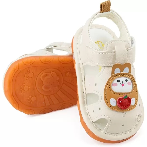SOFMUO Baby Boys Girls Squeaky Sandals NonSlip Soft Rubber Sole Closed Toe Infant Summer Outdoor Shoes Toddler First WalkersB02Beige