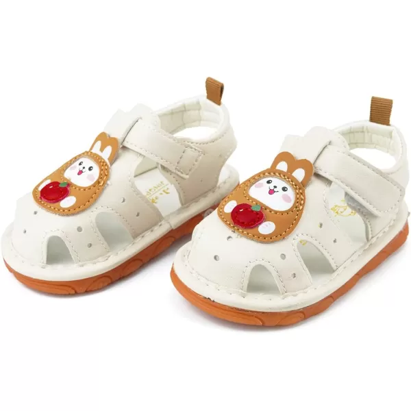 SOFMUO Baby Boys Girls Squeaky Sandals NonSlip Soft Rubber Sole Closed Toe Infant Summer Outdoor Shoes Toddler First WalkersB02Beige