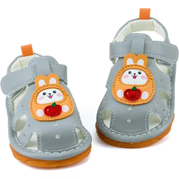 SOFMUO Baby Boys Girls Squeaky Sandals NonSlip Soft Rubber Sole Closed Toe Infant Summer Outdoor Shoes Toddler First WalkersB02Grey