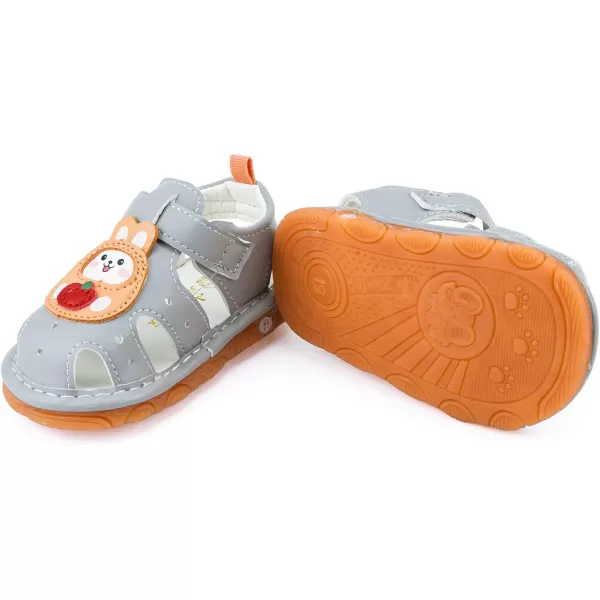 SOFMUO Baby Boys Girls Squeaky Sandals NonSlip Soft Rubber Sole Closed Toe Infant Summer Outdoor Shoes Toddler First WalkersB02Grey
