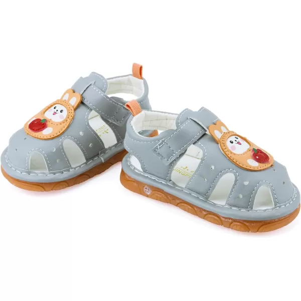 SOFMUO Baby Boys Girls Squeaky Sandals NonSlip Soft Rubber Sole Closed Toe Infant Summer Outdoor Shoes Toddler First WalkersB02Grey