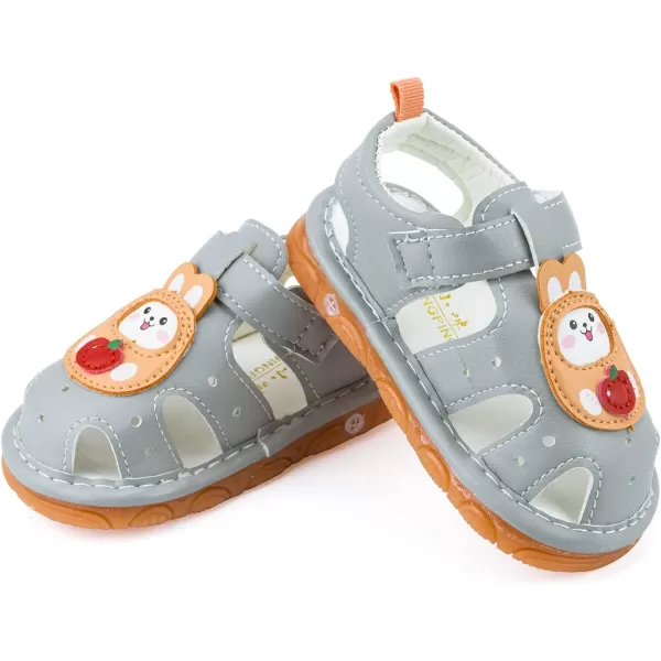 SOFMUO Baby Boys Girls Squeaky Sandals NonSlip Soft Rubber Sole Closed Toe Infant Summer Outdoor Shoes Toddler First WalkersB02Grey