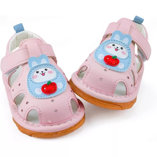 SOFMUO Baby Boys Girls Squeaky Sandals NonSlip Soft Rubber Sole Closed Toe Infant Summer Outdoor Shoes Toddler First WalkersB02Pink