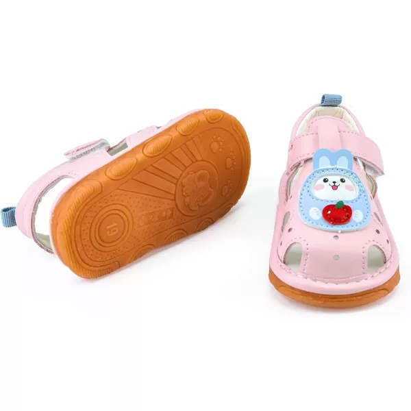 SOFMUO Baby Boys Girls Squeaky Sandals NonSlip Soft Rubber Sole Closed Toe Infant Summer Outdoor Shoes Toddler First WalkersB02Pink