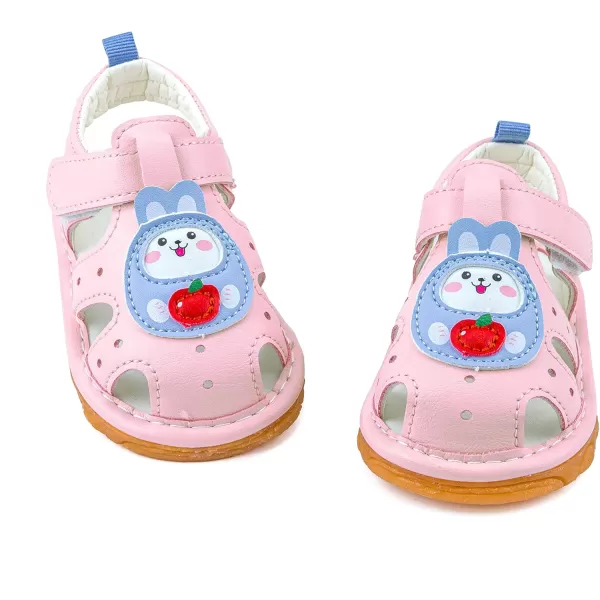 SOFMUO Baby Boys Girls Squeaky Sandals NonSlip Soft Rubber Sole Closed Toe Infant Summer Outdoor Shoes Toddler First WalkersB02Pink