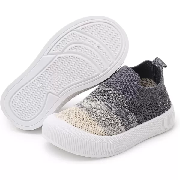 SOFMUO Baby Boys Girls Toddler Sneakers Kids Lightweight Knit Walking Shoes Mesh Breathable Tennis Trainers Shoe 13 YrsA1Grey