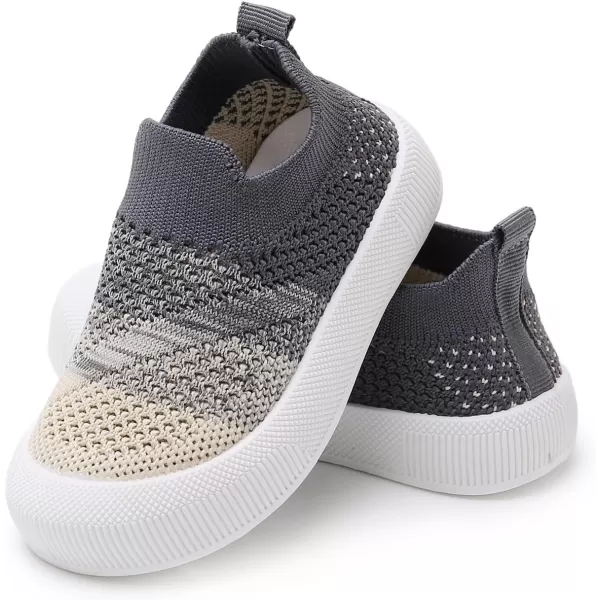 SOFMUO Baby Boys Girls Toddler Sneakers Kids Lightweight Knit Walking Shoes Mesh Breathable Tennis Trainers Shoe 13 YrsA1Grey