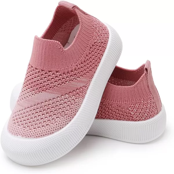 SOFMUO Baby Boys Girls Toddler Sneakers Kids Lightweight Knit Walking Shoes Mesh Breathable Tennis Trainers Shoe 13 YrsA1Pink