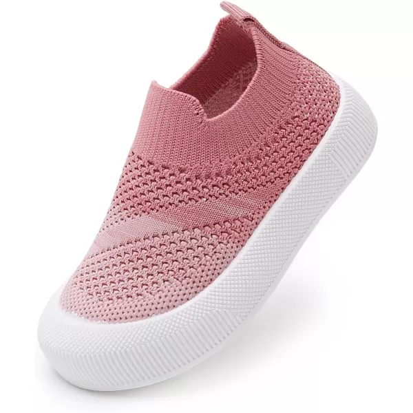 SOFMUO Baby Boys Girls Toddler Sneakers Kids Lightweight Knit Walking Shoes Mesh Breathable Tennis Trainers Shoe 13 YrsA1Pink