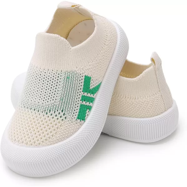 SOFMUO Baby Boys Girls Toddler Sneakers Kids Lightweight Knit Walking Shoes Mesh Breathable Tennis Trainers Shoe 13 YrsA2Beige