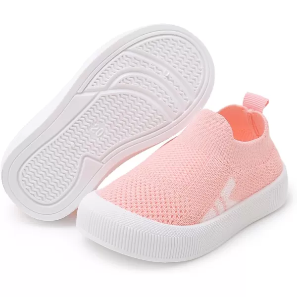 SOFMUO Baby Boys Girls Toddler Sneakers Kids Lightweight Knit Walking Shoes Mesh Breathable Tennis Trainers Shoe 13 YrsA2Pink